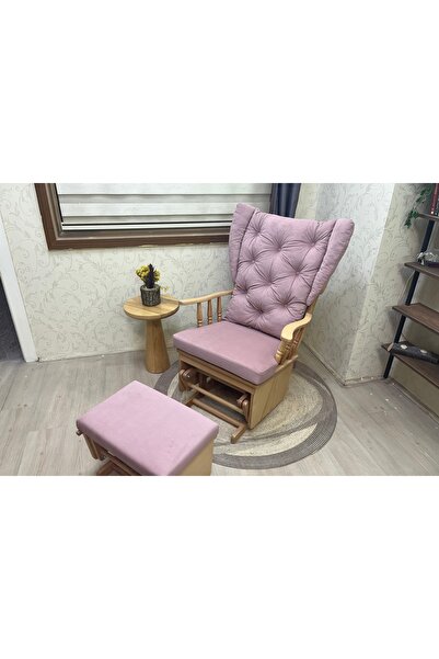 Vivense MAMA PUFLU SALLANAN SANDALYE, ANKA PEMBE, NATUREL AHŞAP