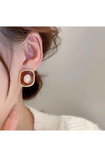 FloresDeCarnaval Retro Burgundy Sparkle Trend Earrings