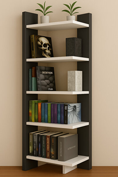 DEMEZLER MOBİLYA Minimal Tasarım Antasit Raflı Kitaplık