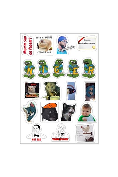 autostickere Set nr. 6, 20 de stickere amuzante, 4-5 cm, impermeabile, lamina...