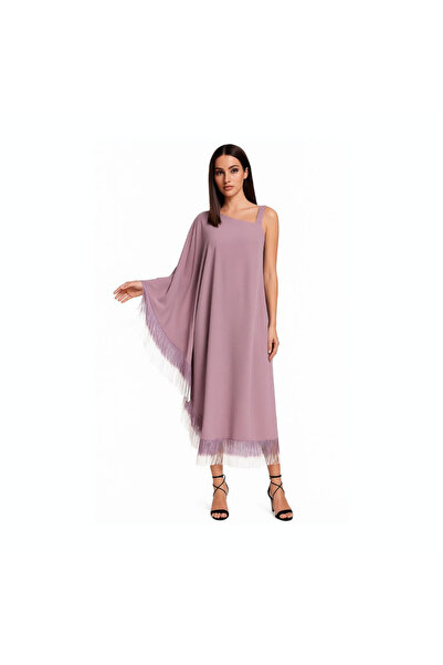 PRİNCESS Long bohemian purple dress with dangling straps