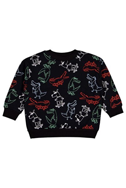 Civil Boys Crocodile Print 2-5 Years Old Sweatshirt - Black 5-6 Years Old