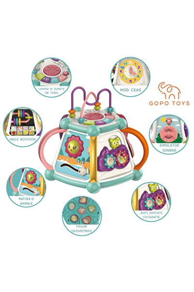 Gopo Toys Jucarie Educativa Multifunctionala pentru Bebelusi - Centru de Activitati Montessori 7 in 1
