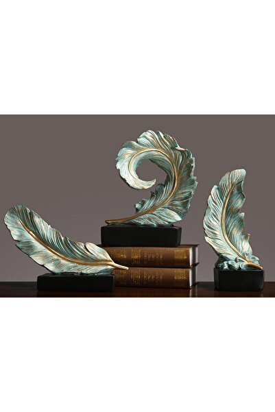 Vivense KAİDELİ TÜY OBJE ÜÇLÜ SET, MİN YEŞİLİ