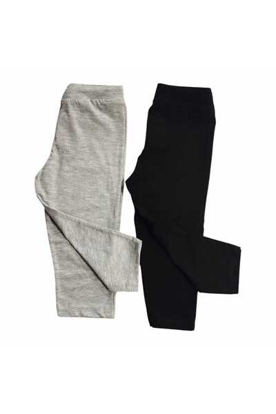 paşa bebe ve çocuk giyim Children's Black-Grey 2-Piece Transitional Plain Tights