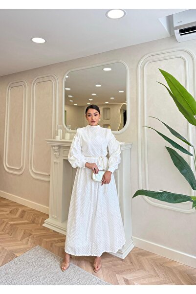 Aden aydın Tesettür gömlek detaylı FİSTO elbise