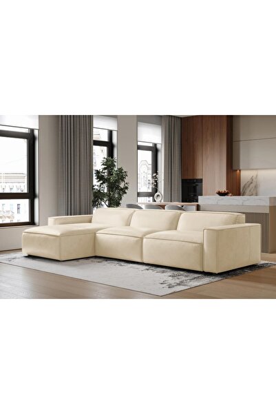 Vivense ORLANDO DERİ KÖŞE KOLTUK, BEYAZ, SOL KÖŞE