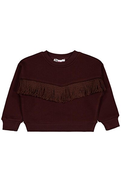 Civil Girls Püsküllü 2-5 Yaş Sweatshirt - Kahverengi 3-4 Yaş