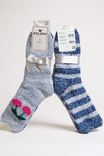 Bolero Socks Женски плюшени пухкави чорапи, 2 чифта плюшени домашни чорапи, чорапи за сън