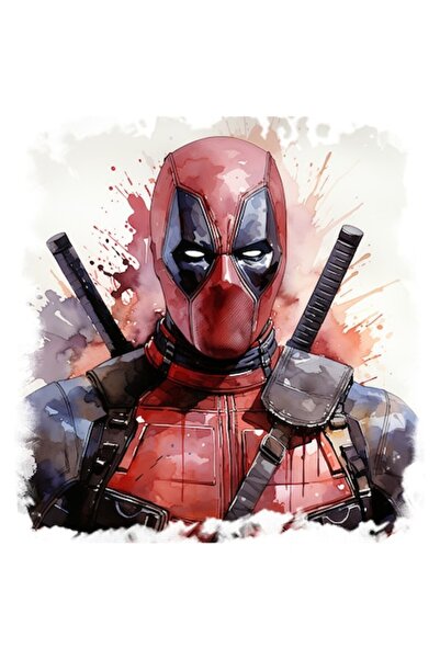 OEM Sticker with Marvel Character, Deadpool, Wade Wilson, Mask, Alter Ego, White Edges, PVC Vinyl 15 cm