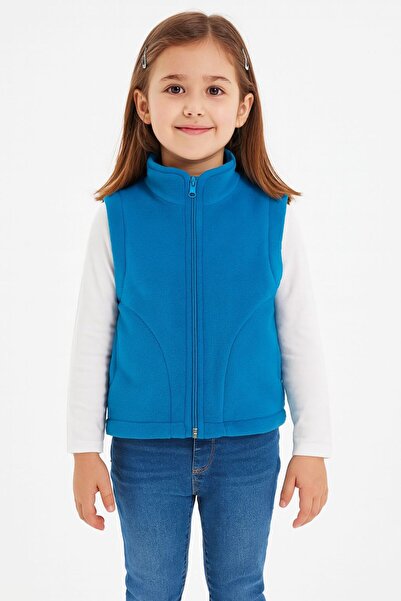 JCKS KİDS Sleeveless Zippered Lined Double Pocket Mock Neck Children's Vest
