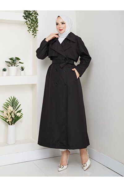 CLB COLLECTION Kadın Uzun Trenç Kot Su Geçirmez 130cm