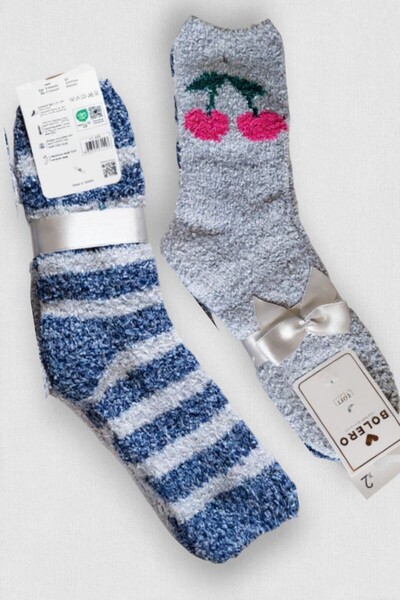 Bolero Socks Женски плюшени пухкави чорапи, 2 чифта плюшени домашни чорапи, чорапи за сън
