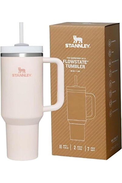 Stenley STANLEY 40oz Insulated Tumbler Stainless Steel with Handle & Straw – Rose Quartz
