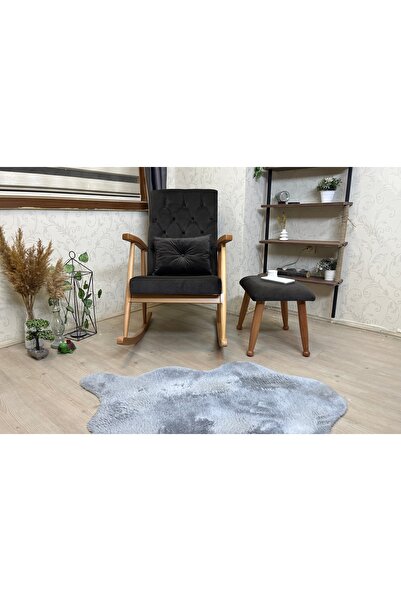 Vivense ASEDİA TREND NATUREL PUFLU SALLANAN SANDALYE, ACI KAHVE KAPİTONELİ