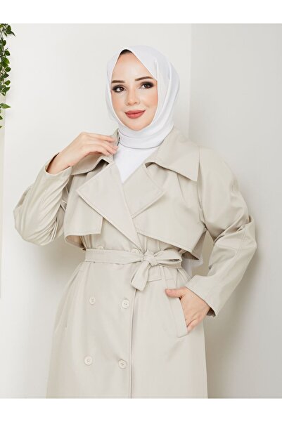 CLB COLLECTION Kadın Uzun Trenç Kot Su Geçirmez 130cm