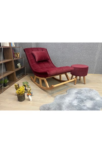 Vivense MİSKİN PUFLU SALLANAN SANDALYE, NATUREL BORDO