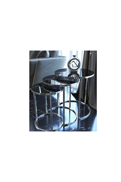 Vivense TUBİHOME ZİGON SEHPA, GÜMÜŞ METAL, TEMPERLİ CAM