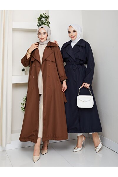 CLB COLLECTION Kadın Uzun Trenç Kot Su Geçirmez 130cm