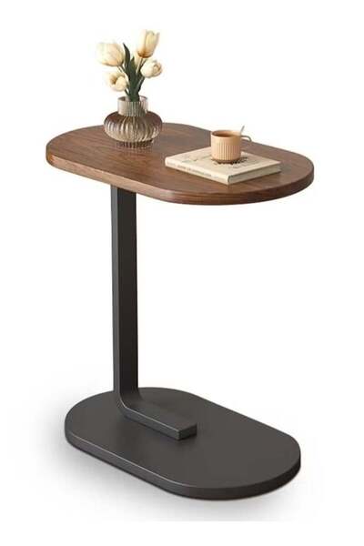 Crestj Luxury C-Shaped Side Table - Brown