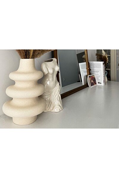 Vivense İSKANDİNAV MAKARON VAZO, BÜYÜK BOY, KREM