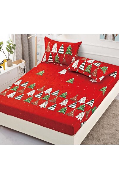 CHIRASO CHIRASO Bed Cover Set, Christmas Theme, FINE, ELASTIC 180x200cm and 2 Pillowcases, Fir Trees