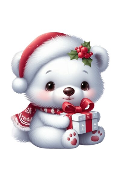 OEM Autocolant urs polar care ține un cadou – ilustrație de iarnă la Polul No...