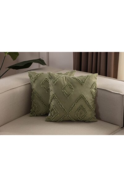 Vivense BOHEM PÜSKÜL DETAYLI KIRLENT KILIFI, İKİLİ, YEŞİL