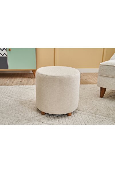 Vivense MARİO PUF, KREM, AHŞAP AYAK