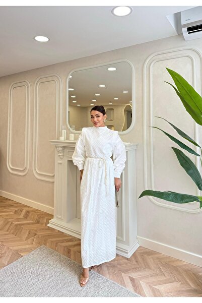 Aden aydın Tesettür gömlek detaylı FİSTO elbise