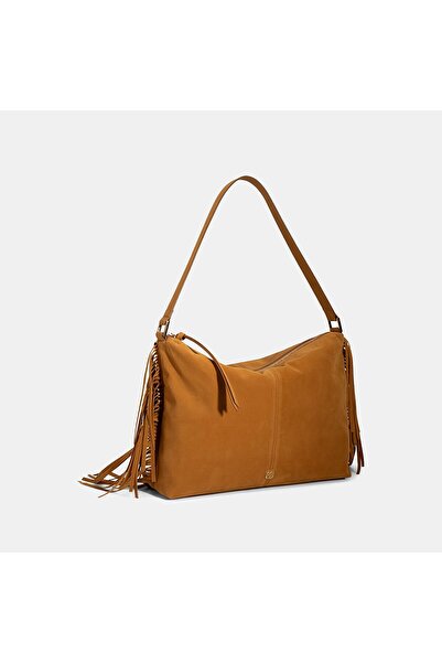 Desa Geantă de umăr din piele intoarsa cu detaliu cu ciucuri pentru femei