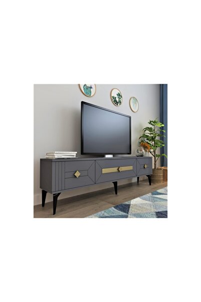 Vivense CENEYRA TV ÜNİTESİ, 3 KAPAKLI, ANTRASİT ALTIN