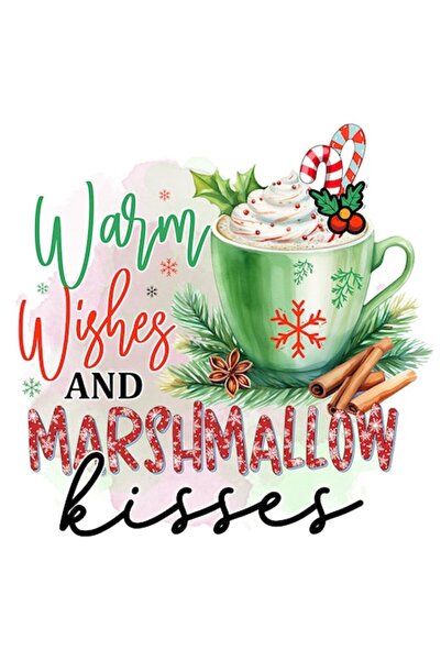 OEM Coffee cup sticker with message 'Warm wishes and marshmallow kisses' — Christmas PVC 23 cm