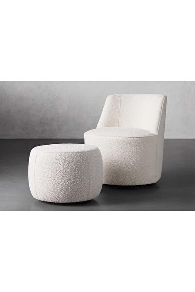 Vivense LOFT TEDDY BERJER VE PUF, BEYAZ