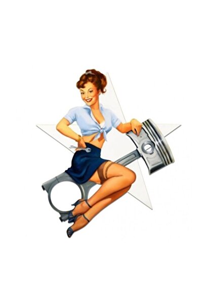 OEM Autocolant decorativ, model fată vintage, 13 x 11 cm, multicolor