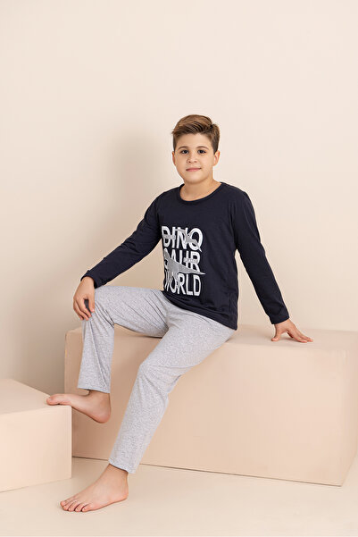 rindahomewear Хлопчачий піжамний комплект з принтом, довгий рукав, довгі штани