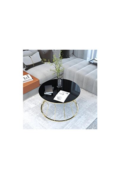 Vivense TUBİHOME KUM SAATİ ORTA SEHPA, GOLD SİYAH