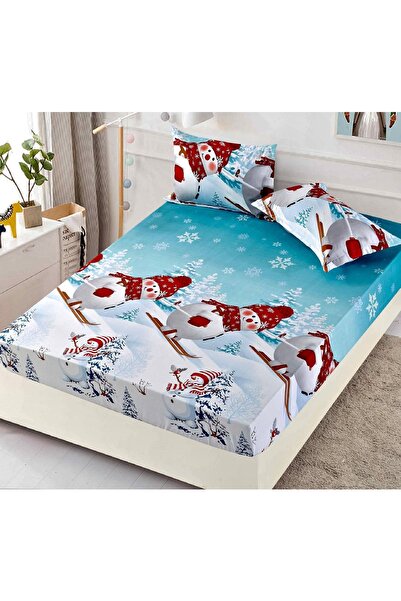 CHIRASO CHIRASO Bed Cover Set, Christmas Theme, FINE, ELASTIC 180x200cm and 2 Pillowcases, Snowman
