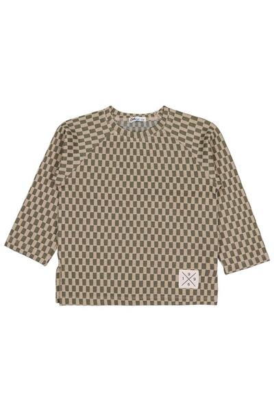 Civil Boys Checkerboard Patterned 2-5 Years Old Sweatshirt - Khaki 4-5 Years Old