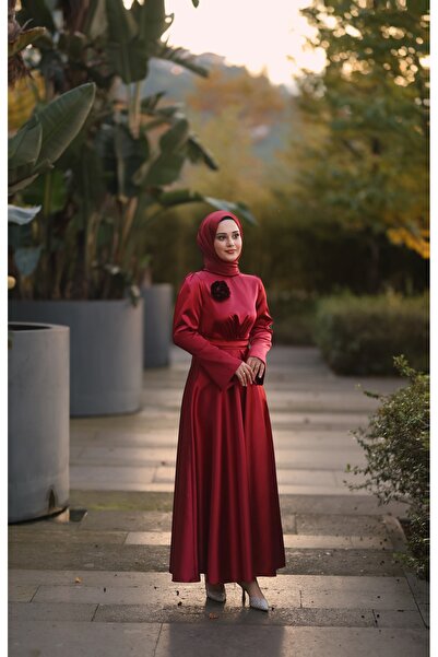 By Atelier Elanor Collar Rose Detailed Spanish Sleeve Evening Dress