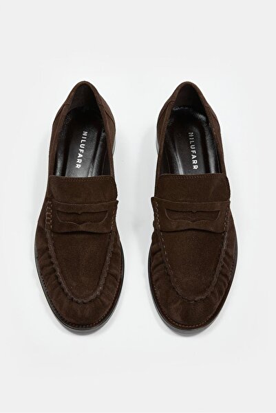 NILUFARR Elwira Bitter Brown Suede Genuine Leather Women's Loafer