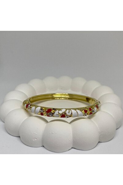 PINARIN TAKI DÜNYASI AKSESUAR سوار معدني مرصع بحجر الزركون على شكل زهرة