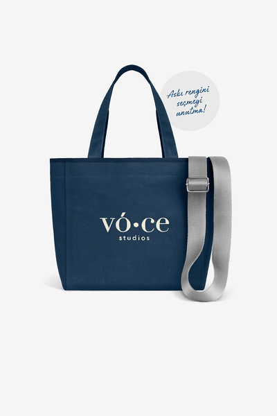 voce studios Blue Denim Large Canvas Bag