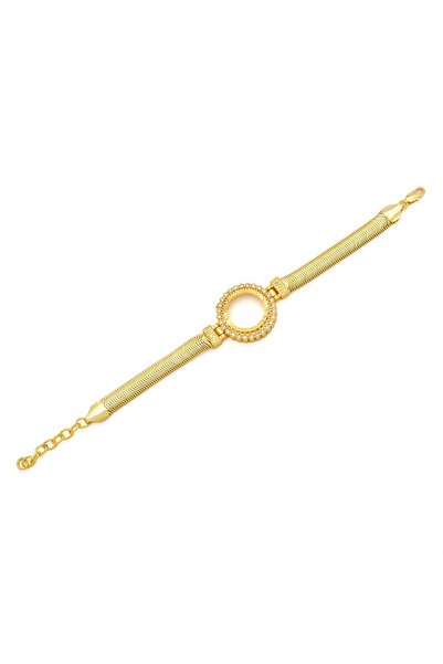 FerizZ Altın Kaplama İmitasyon Zirkon Taşlı İşlemeli İtalyan Çeyrek Çerçeve B...