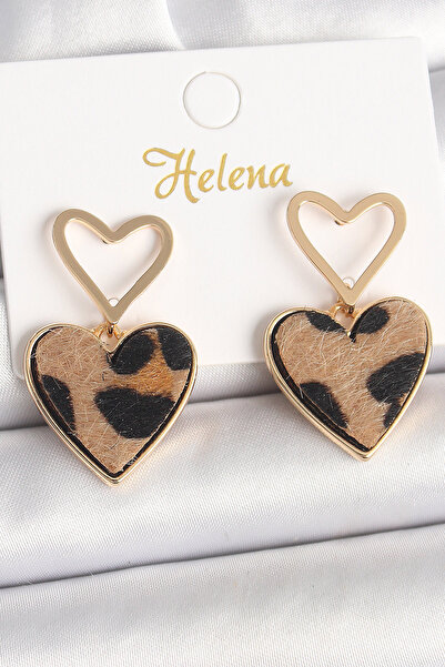 Skygo Brass Gold Color Dangle Leopard Heart Model Women's Earrings - Tj-Bkp10339