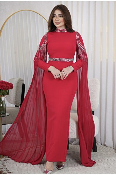 MARSTA Embroidered Crepe Evening Dress