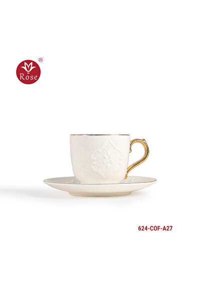 Rose Turkish coffee serving set with a distinctive classic pattern, Rose 624