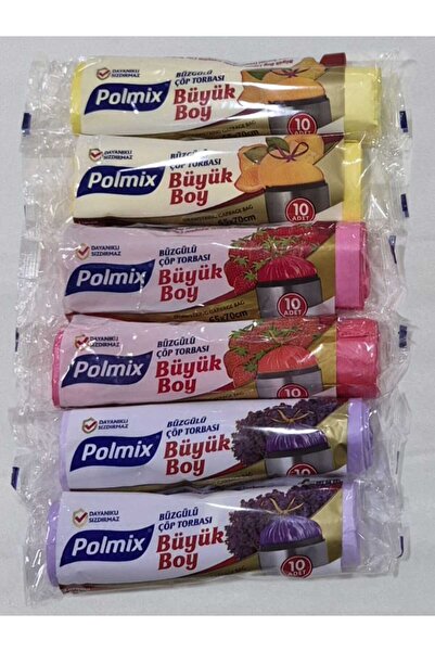 Polmix Çöp Torbası Büyük Boy 65x70 2 Çilek-2 Limon-2 Lavanta Kokulu Karışık Set