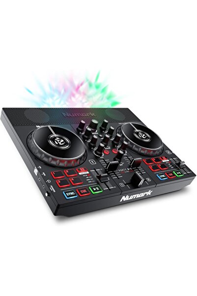 NUMARK Party Mix Live - وحدة تحكم DJ مع مكبرات صوت مدمجة ومصابيح LED لجهاز Serato DJ Lite