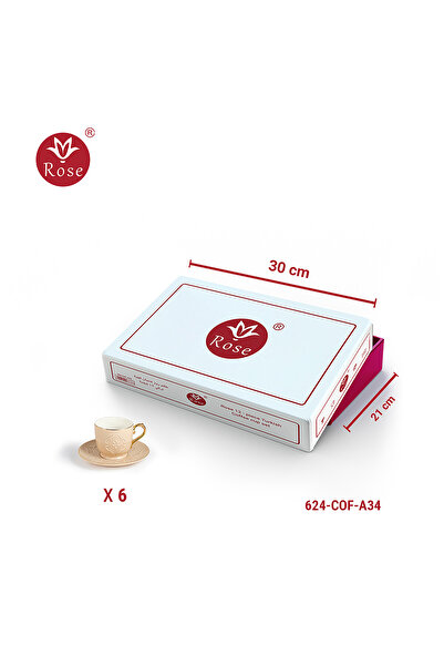 Rose Turkish coffee serving set with a distinctive classic pattern, Rose 624